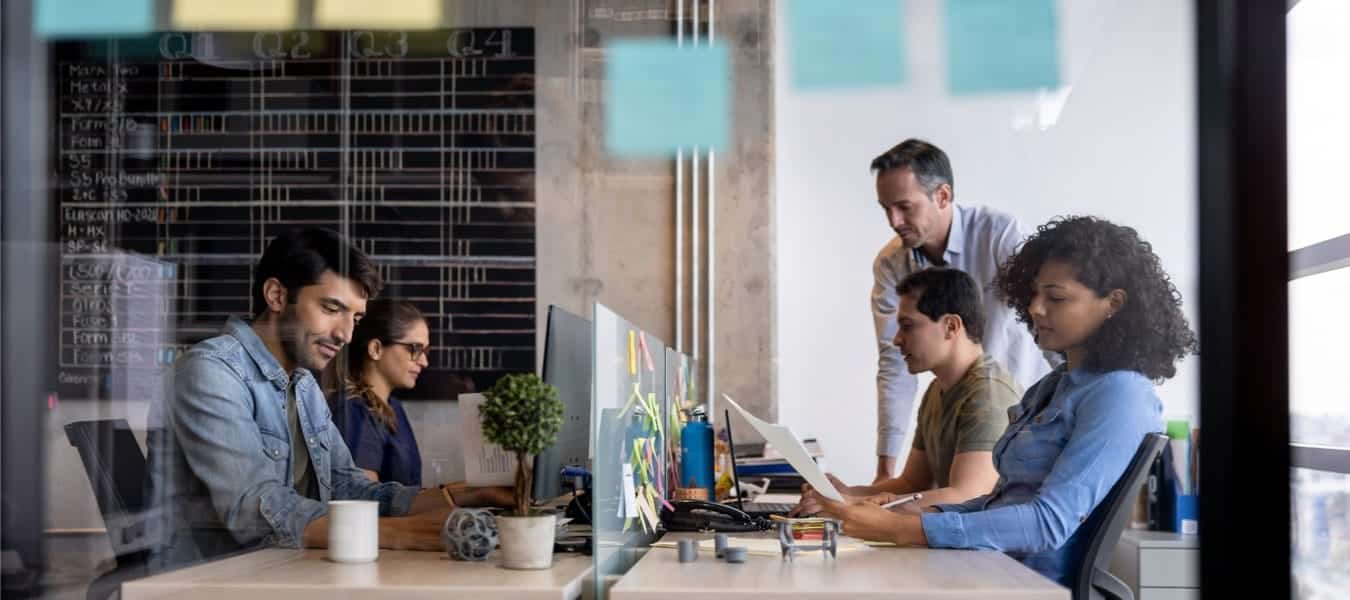 Group of creative co workers in an open office