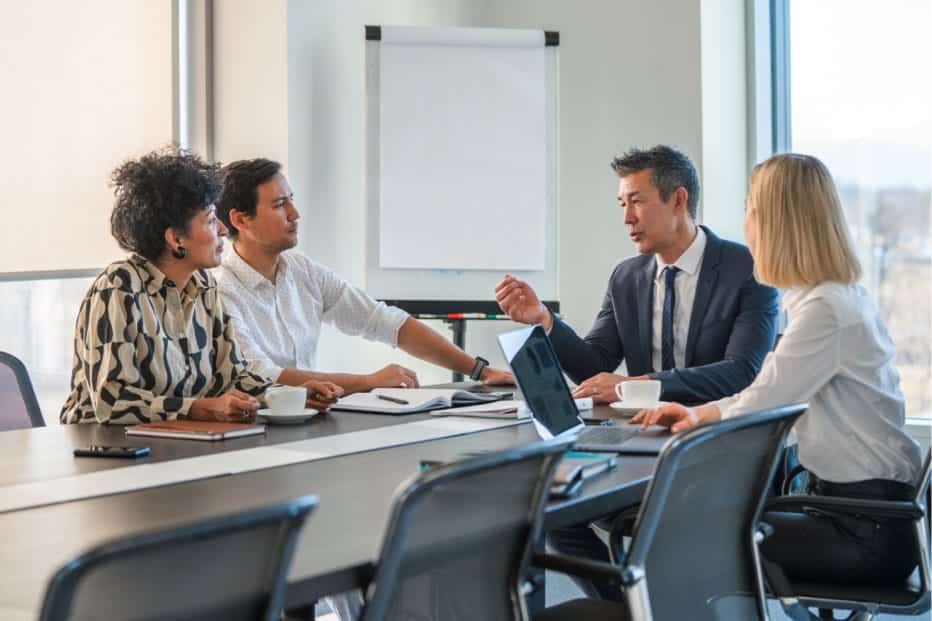 business colleagues having a business discussion
